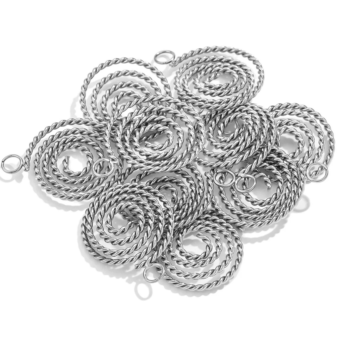 5 PCS/Package 18 * 22mm 9*13mm 304 Stainless Steel Swirl Pattern Solid Color Polished Pendant display picture 5