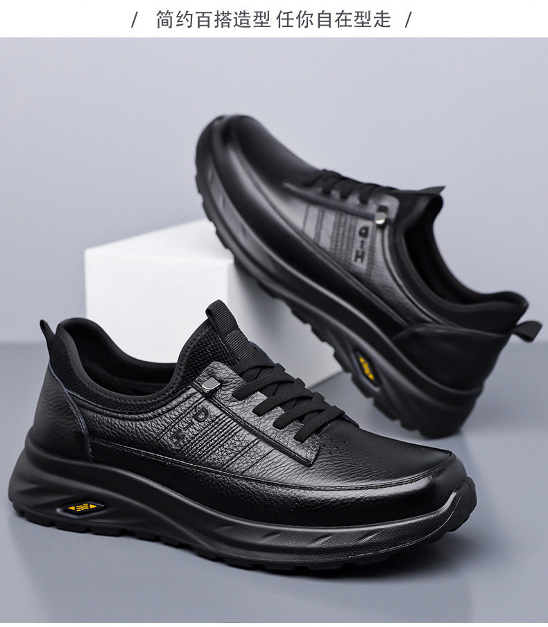 Giày lười nam da bò mũi tròn đế mềm chống trượt, giày da nam kiểu slip-on nhẹ thoáng khí — DT1805 Đen chi tiết 16