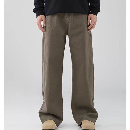 New 2024 Fall American Maillard Retro Basic Men's Straight Leg Loose Brown Casual Pants