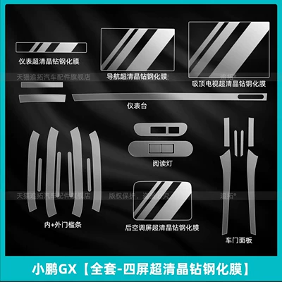 Suitable for Xpeng GX extended-range pure electric version interior protective film, instrument panel display screen tempered film modification parts (Car interior film) - xiaopeng-gxfull-set-four-screen-ultra-clear-crystal-diamond-tempered-film