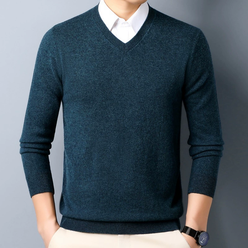 Fashionable woolen cashmere keep warm knitted sweater, V-neckline