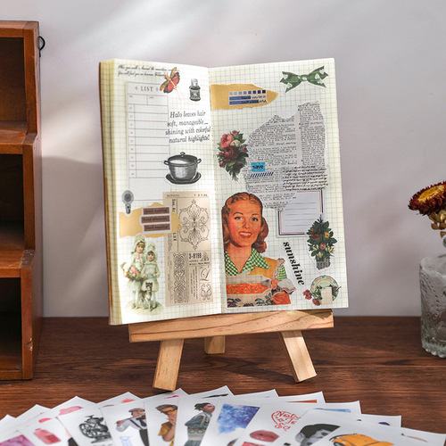 Early foam sticker book Modern memory book series 20 non-repeating European and American retro notebook DIY decorative stickers