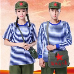 80年代のレトロなレトロな知青の服装の学生の合唱服の雷鋒の海の魂のシャツの子供の赤い軍服の出演服
