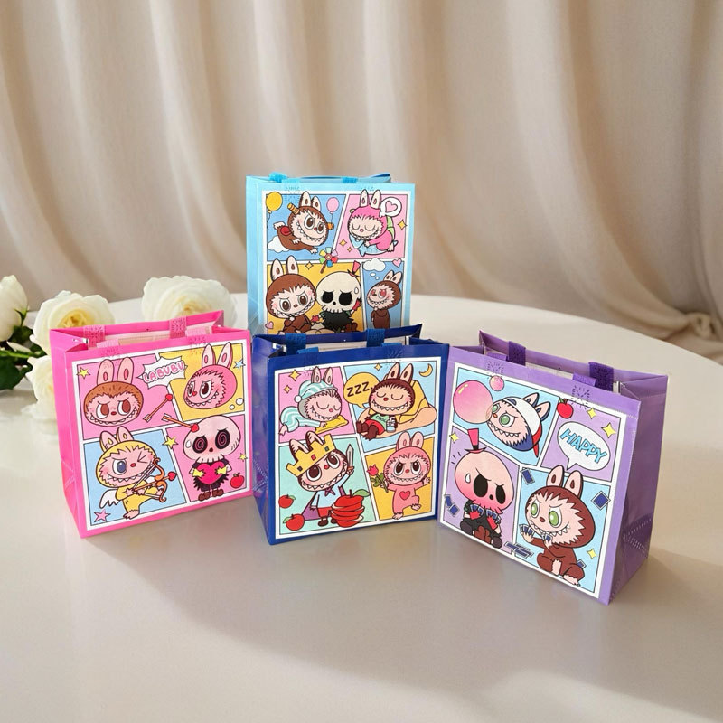 Cross-Border Gift Bag Labubu Gift Packaging Bag Plastic Hand-Held Gift Bag Children's Birthday Gift Bag