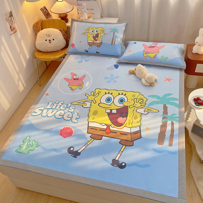 Digital Printing Ice Silk Mat Three-piece Set Summer Kindergarten Children's Cartoon Student Dormitory Soft Mat Two-piece Set
