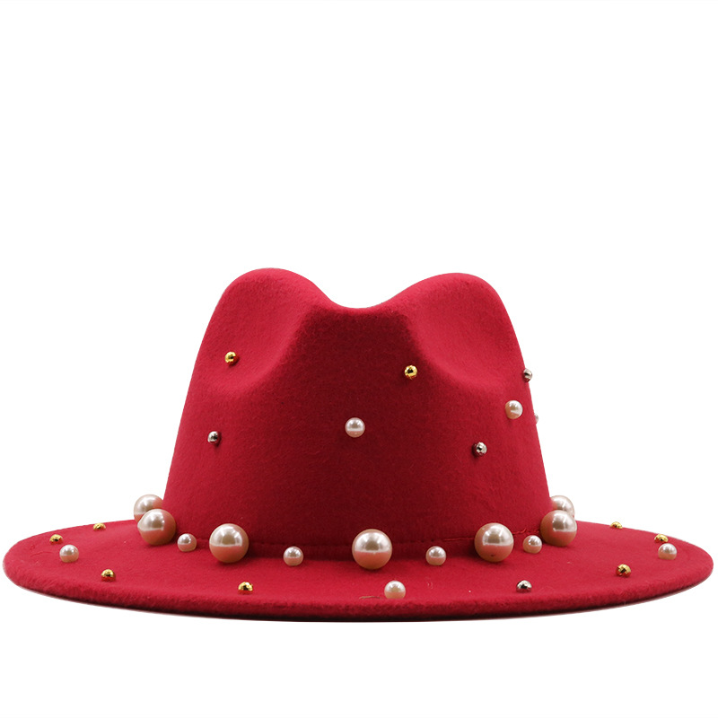 40g Weight Housewarming, Anniversary, Business, Wedding, Birthday, Festival Occasion Solid Color Pattern Unisex Gender Basic Style Royal Blue, White, Red, Camel, Black Color Retro Woolen Jazz Big Brim Top Hat 6
