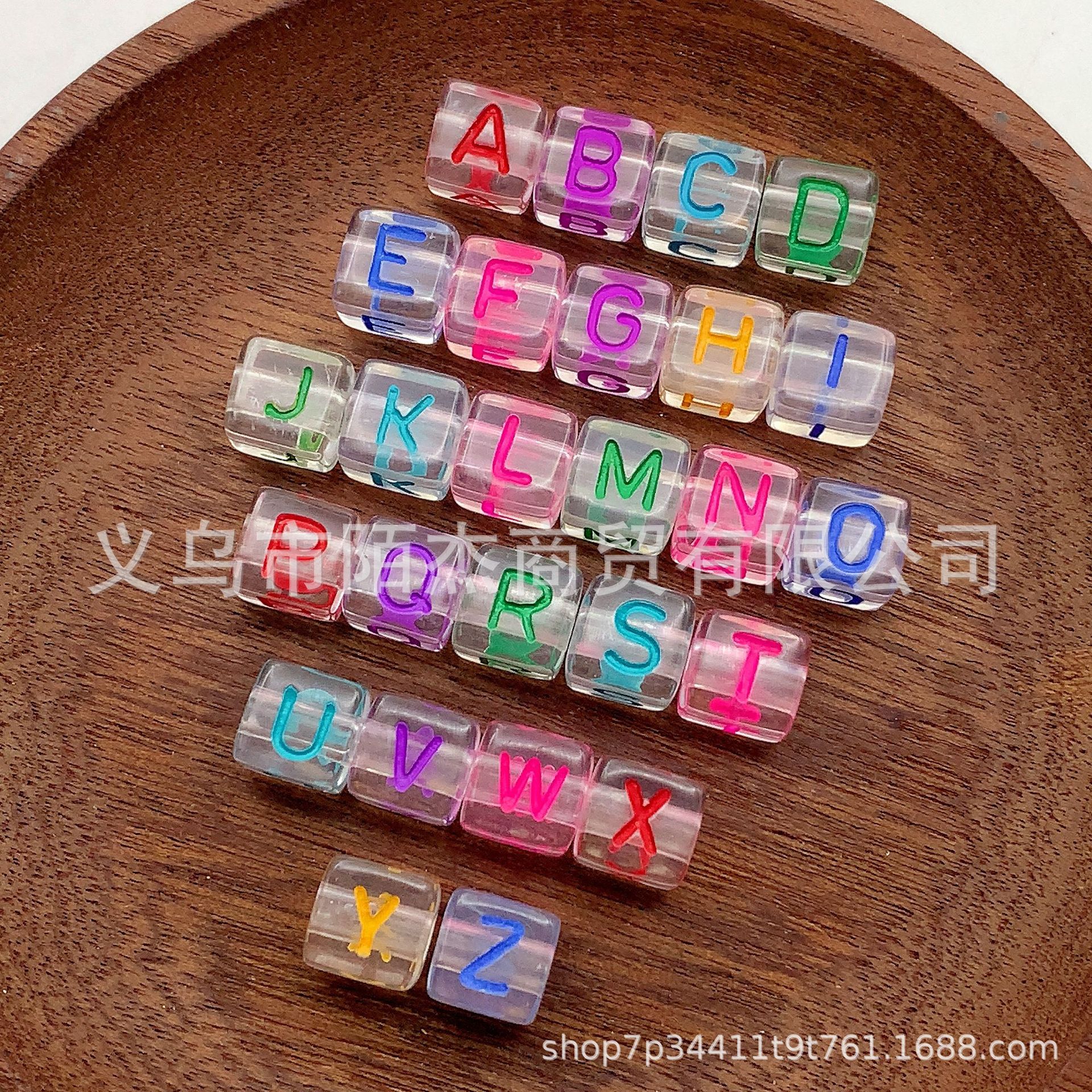 10mm cuadrado transparente acrílico letras perlas gran agujero perlas gelatina perlas dispersas accesorios de joyería para niños diy material de cuentas