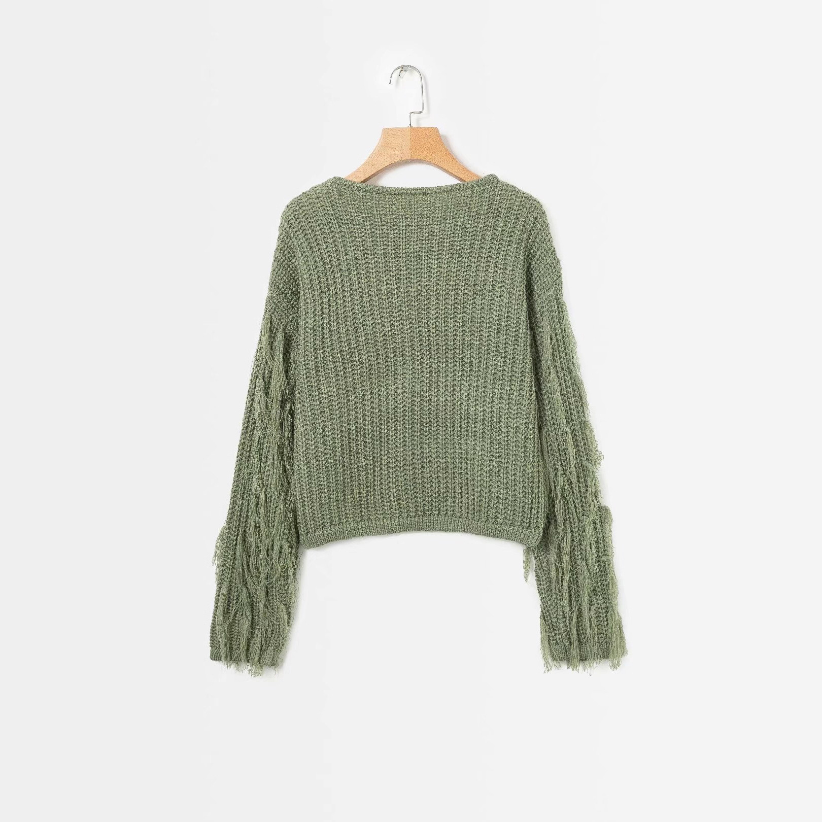 Suéter de Punto para Mujer, Estilo Europeo y Americano, Otoño/Invierno 2026, Nuevo, con Mangas con Borlas, Cuello Redondo, Versátil, Holgado