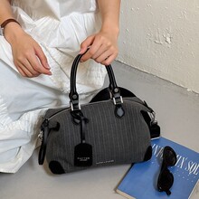 韩版简约百搭休闲条纹托特包女2026夏季新款大容量通勤单肩斜挎包