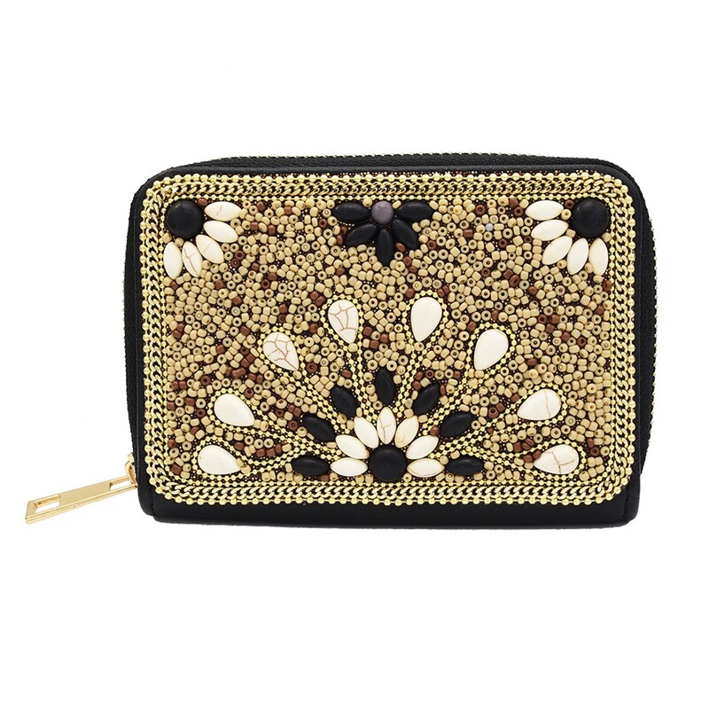 Bohemian ethnic style clutch handmade rice beads shell turquoise travel commemorative Xinjiang Yunnan bag
