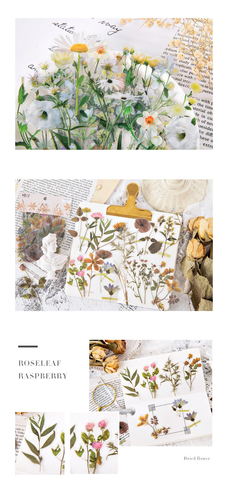 Flower Pattern 1 Set Flower Class Learning Mixed Materials Vintage Style Stickers