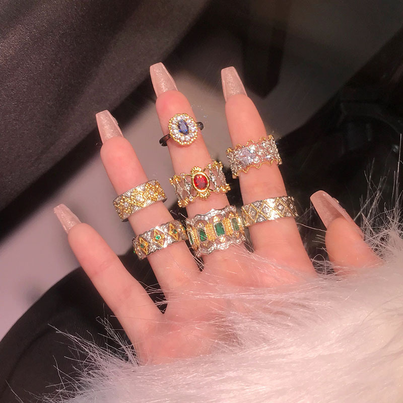 輕奢高級感復古鏤空蕾絲開口戒指小眾設計花紋法式氣質ins指環