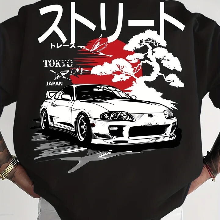 Men's Japanese Streetwear Graphic T-Shirt Jdm Car Culture Tokyo Drift Design Cross-Border Trendy Brand Men's Japanese Streetwear Graphic T-Shirt Jdm Car Culture Tokyo Drift Design Cross-Border Trendy Brand