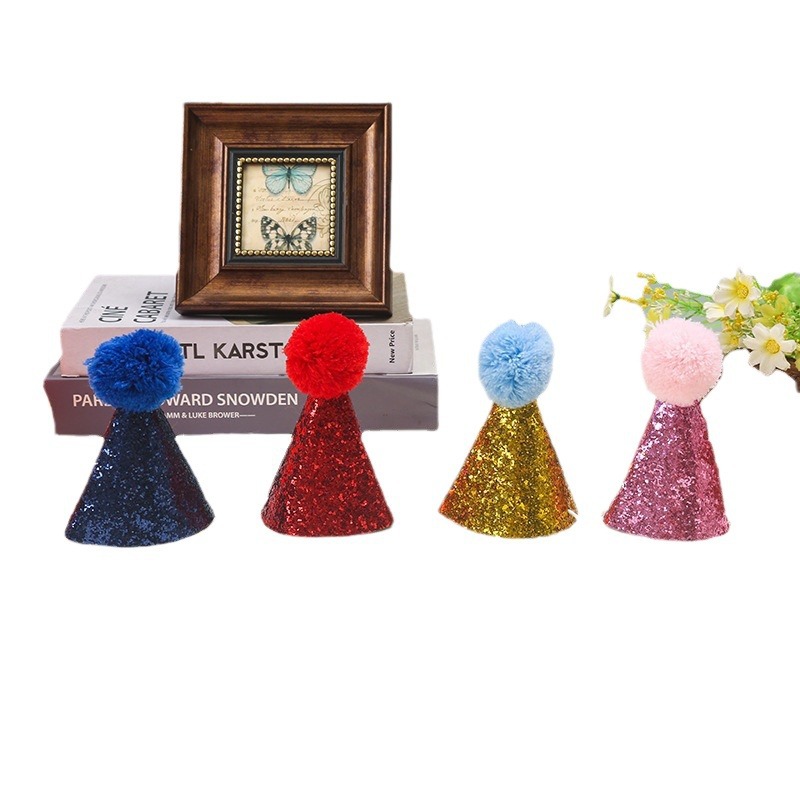 Transfronterizos niños mascotas cumpleaños corbata cumpleaños sombrero conjunto Teddy perro gato arco fiesta nuevo hecho a mano