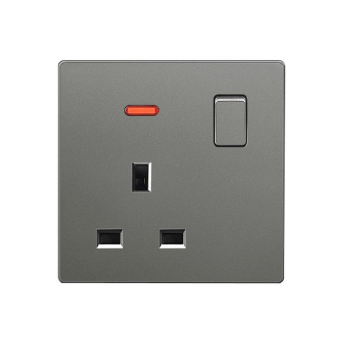 13a electrical socket usb curved frame panel light switch 146 type double household concealed frameless switch gray