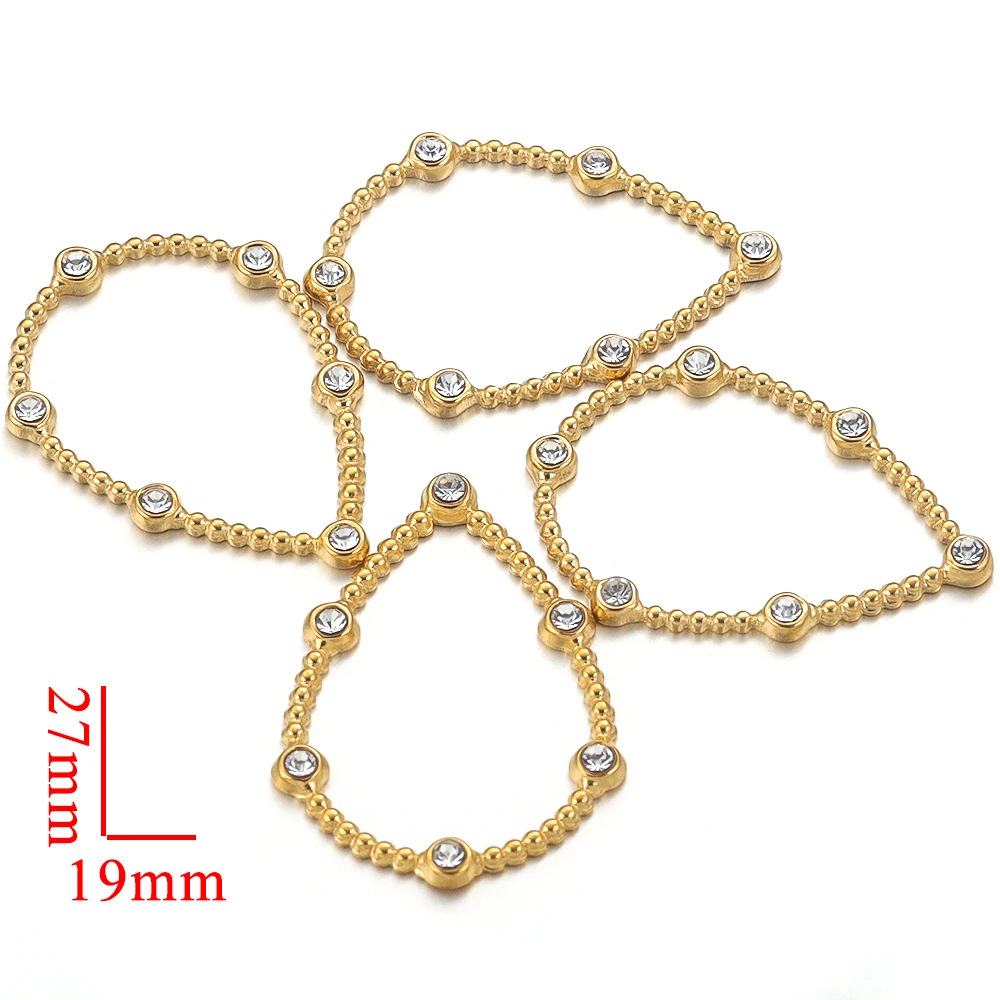 Inlay Design 4 PCS/Package 21.5mm Diameter 304 Stainless Steel Zircon Solid Color Pendant Jewelry Accessories