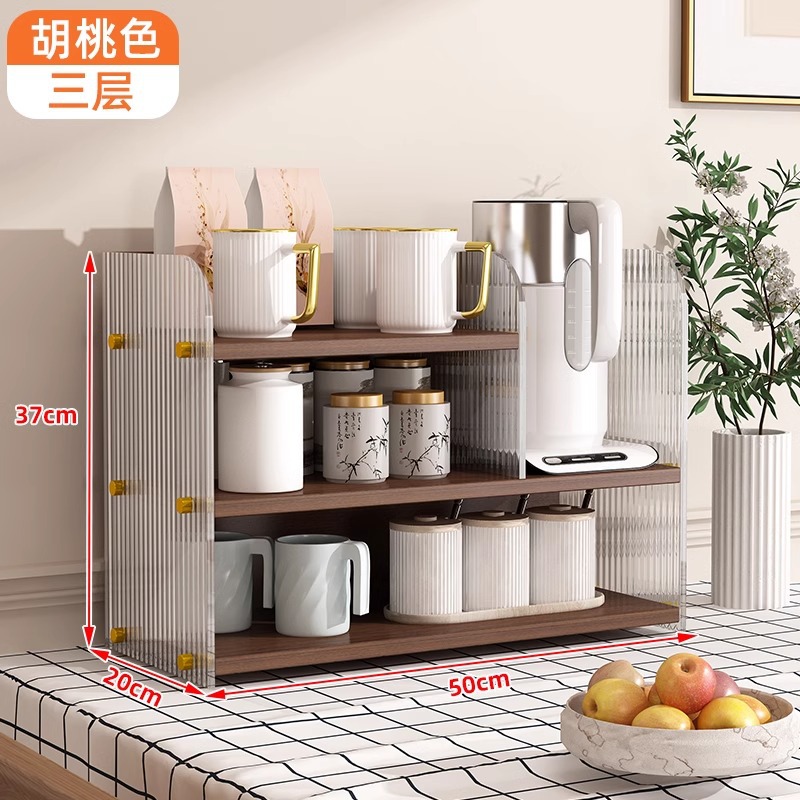 Estante de escritorio acrílico de mesa de comedor multicapa de almacenamiento y acabado de escritorio casero barra de té de mesa de almacenamiento de tazas de agua