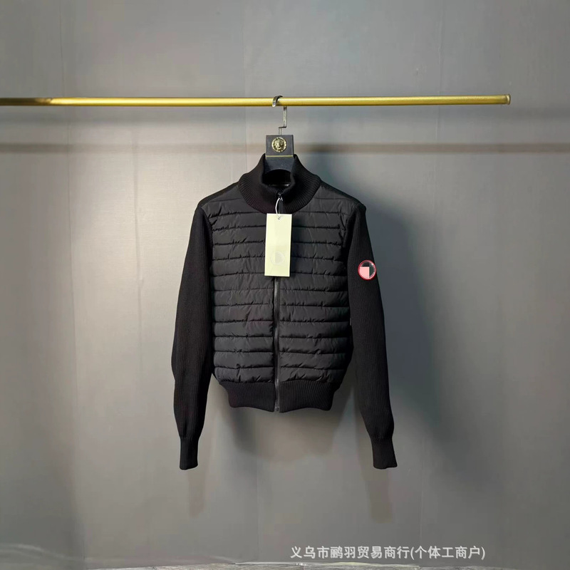 Men's Goose down Knit Jacket with Full Zipper, Lightweight down Knit Jacket, Canadian Style Thin Coat with Stand Collar Men's Goose down Knit Jacket with Full Zipper, Lightweight down Knit Jacket, Canadian Style Thin Coat with Stand Collar