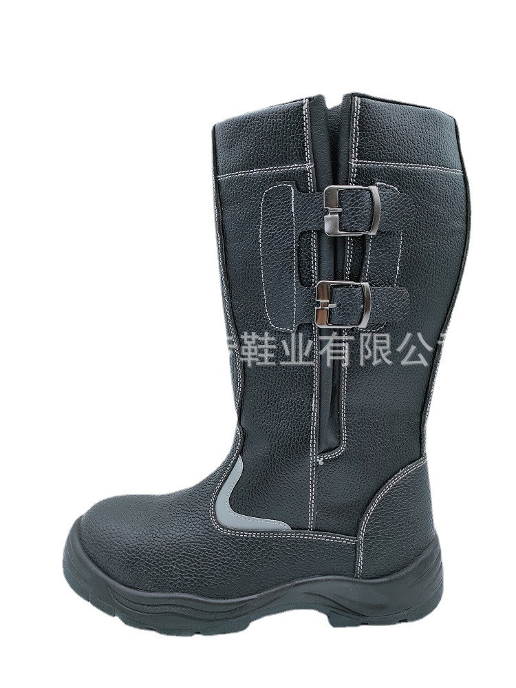 高帮钢包头防砸防刺穿劳保鞋   皮带扣侧拉链穿脱方便