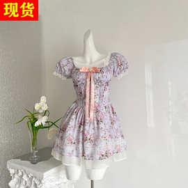 瑞茜·威瑟斯 粉缎丁香 甜美公主风中式服装连衣裙R66626