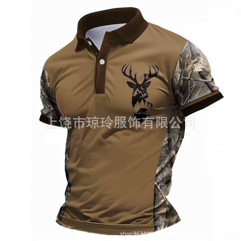 2026 New Summer Men's Camouflage 3D Printed Polo Shirt Quick-Drying Moisture-Wicking Lapel Short-Sleeved Outdoor Leisure