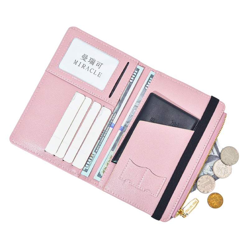 Manruike simple RFID pasaporte titular de la tarjeta de cremallera de color sólido lindo anti-magnético boleto aéreo pu cubierta protectora pasaporte titular