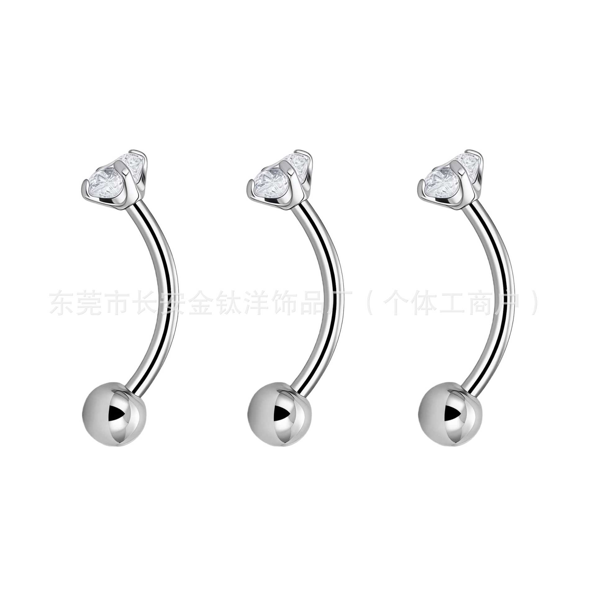 F136 Titanium Inner Thread Curved Barbell Claw Set Zircon Eyebrow Nail Ear Bone Nail Body Piercing Jewelry detail image 6