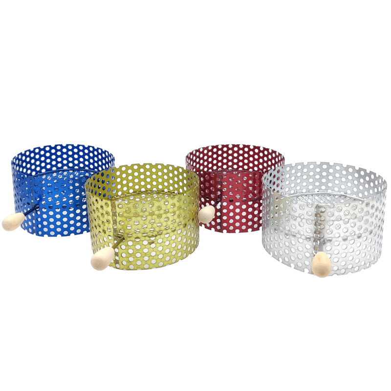 Cross-Border Supply Hookah Accessories Mesh Hookah Charcoal Separator with Wooden Handle Tin-Free Metal Carbon Bowl
