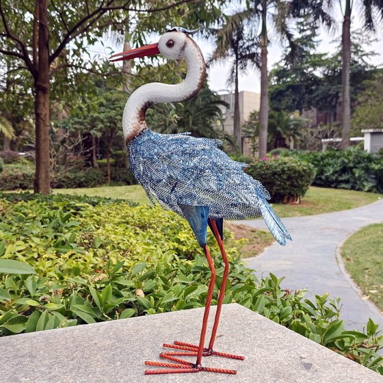 Garden Metal Ornaments Scenic Area Layout Artificial Crane Sculpture Screen Printing New Chinese Style Outdoor Landscape Decoration Crafts