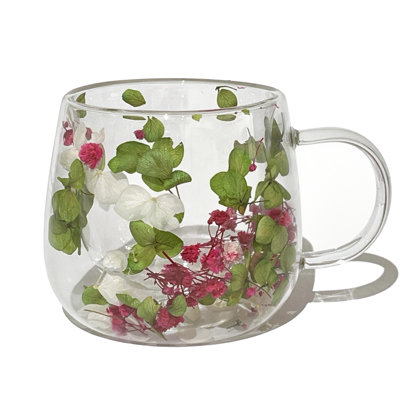 Taza de vidrio de aislamiento térmico de doble capa transfronteriza personalizada con asa Taza de agua resistente al calor para el hogar Taza de café resistente a altas temperaturas con alto borosilicato