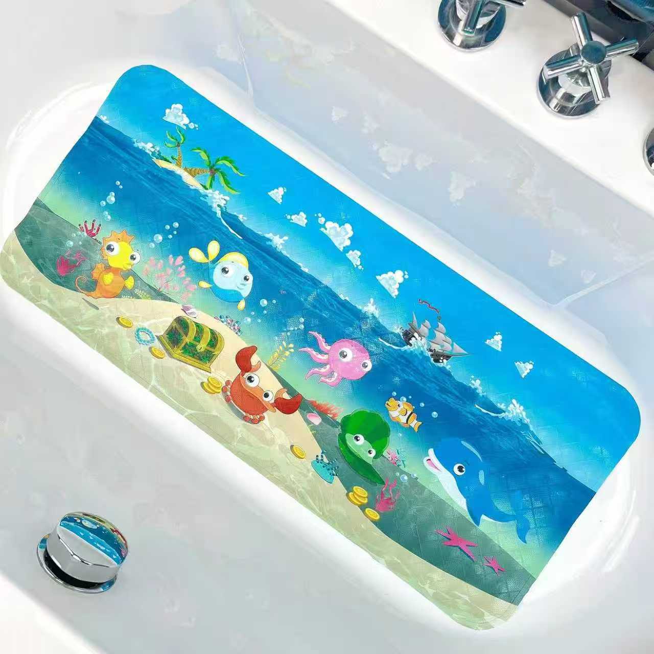 Alfombrilla antideslizante para baño con diseño de océano de dibujos animados para niños de Amazon, alfombrilla antideslizante para piscina, baño, alfombrilla antideslizante