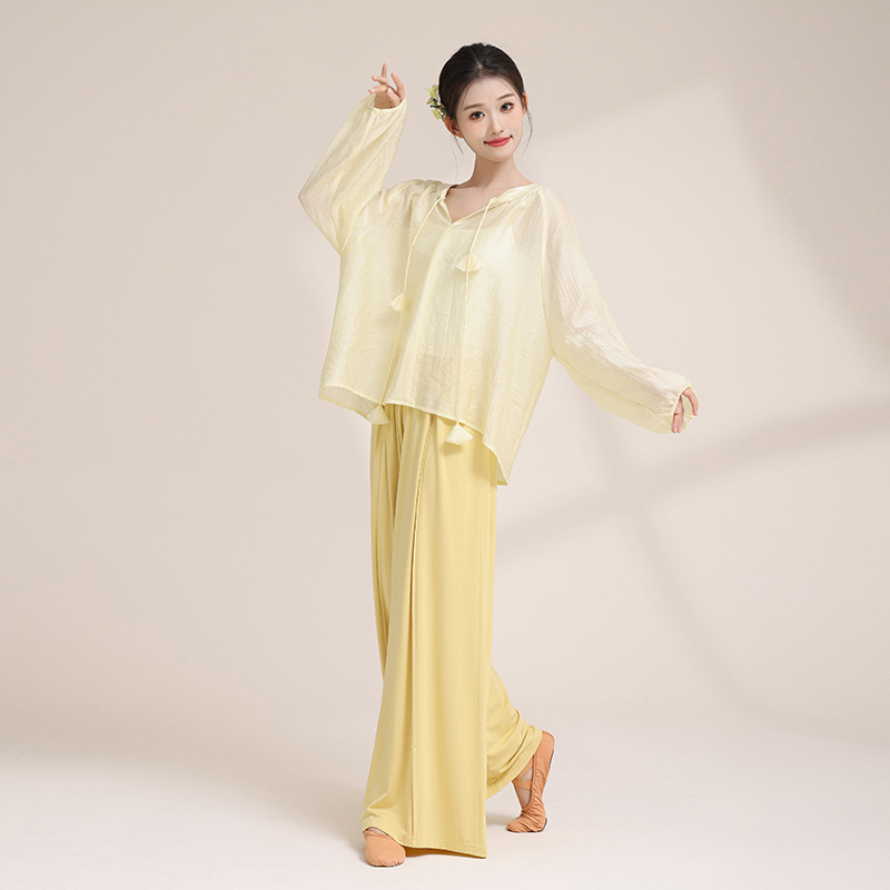 Classical Dance Elegant Gauze Body Rhyme Loose Lace-Up Chinese Dance Modern Dance Training Dance Practice Clothes