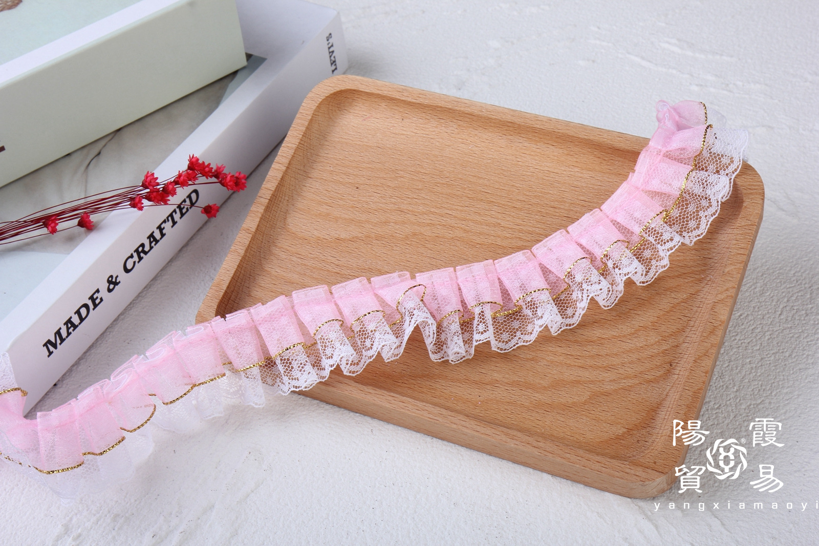 現物3.5cm金辺雪紗波点レース玩具家紡織バッグ工芸アクセサリースカート割引レース