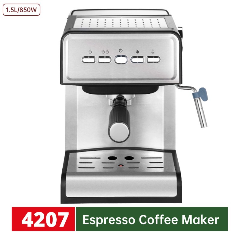 Máquina de café espresso estándar europea de 15 bares para uso doméstico, espumador de leche a vapor con presión de bomba, semiautomática, estilo retro