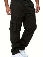 J 34158 Multi Pocket Casual Straight Leg Pants ��ڴ���װ��