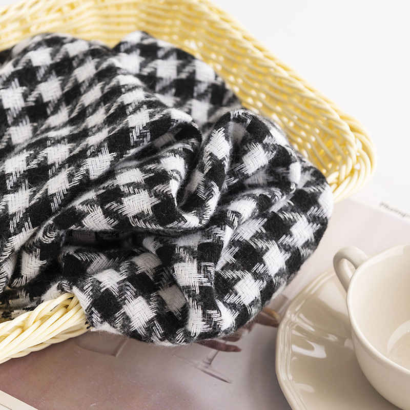 Sciarpa elegante e alla moda da donna in cashmere a quadri Qianniao, per protezione dal freddo, autunno inverno_voghion.com