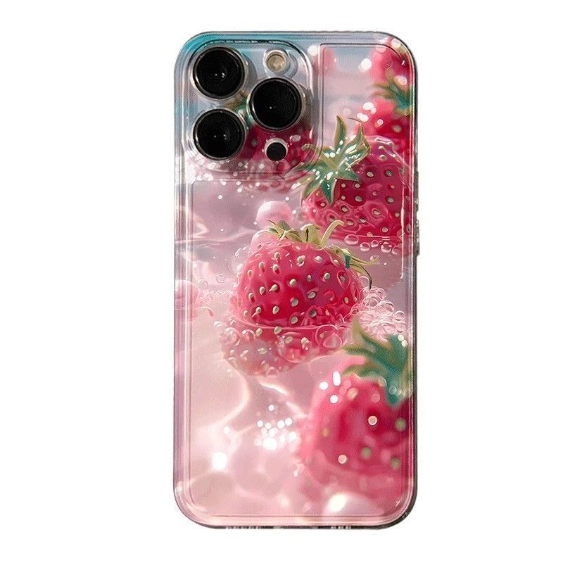Premium Silicone Protective Case For Iphone With Strawberry Design_voghion.com