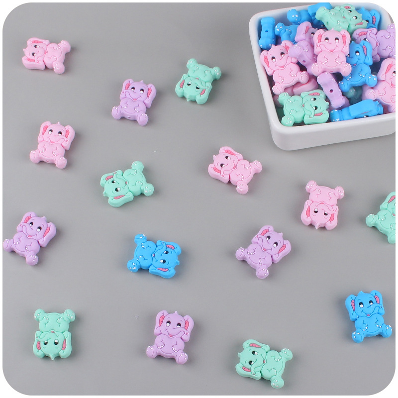Creativo DIY bebé suministros de dibujos animados animal elefante juguetes de silicona bebé molar chupete cadena pulsera pequeños accesorios