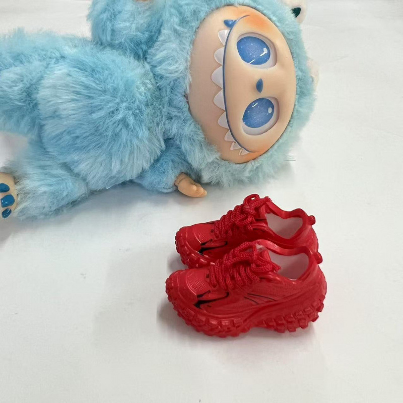 LABUBU Zapatos Rabu Ropa de bebé 17cm felpa vinilo bolso de muñeca colgante para zapatos desnudos caja ciega