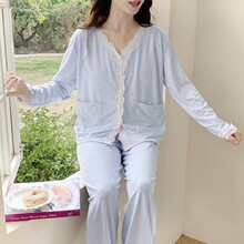 睡衣女2025春秋冬季提花棉压花甜美纯欲风V领胸垫一体套装家居服