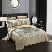 真丝四件套100桑蚕丝棉数码印花床单被套欧式轻奢简约床上用品