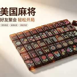 玳瑁手搓迷你麻将黑色单层亚克力欧美麻将外国成人娱乐棋牌