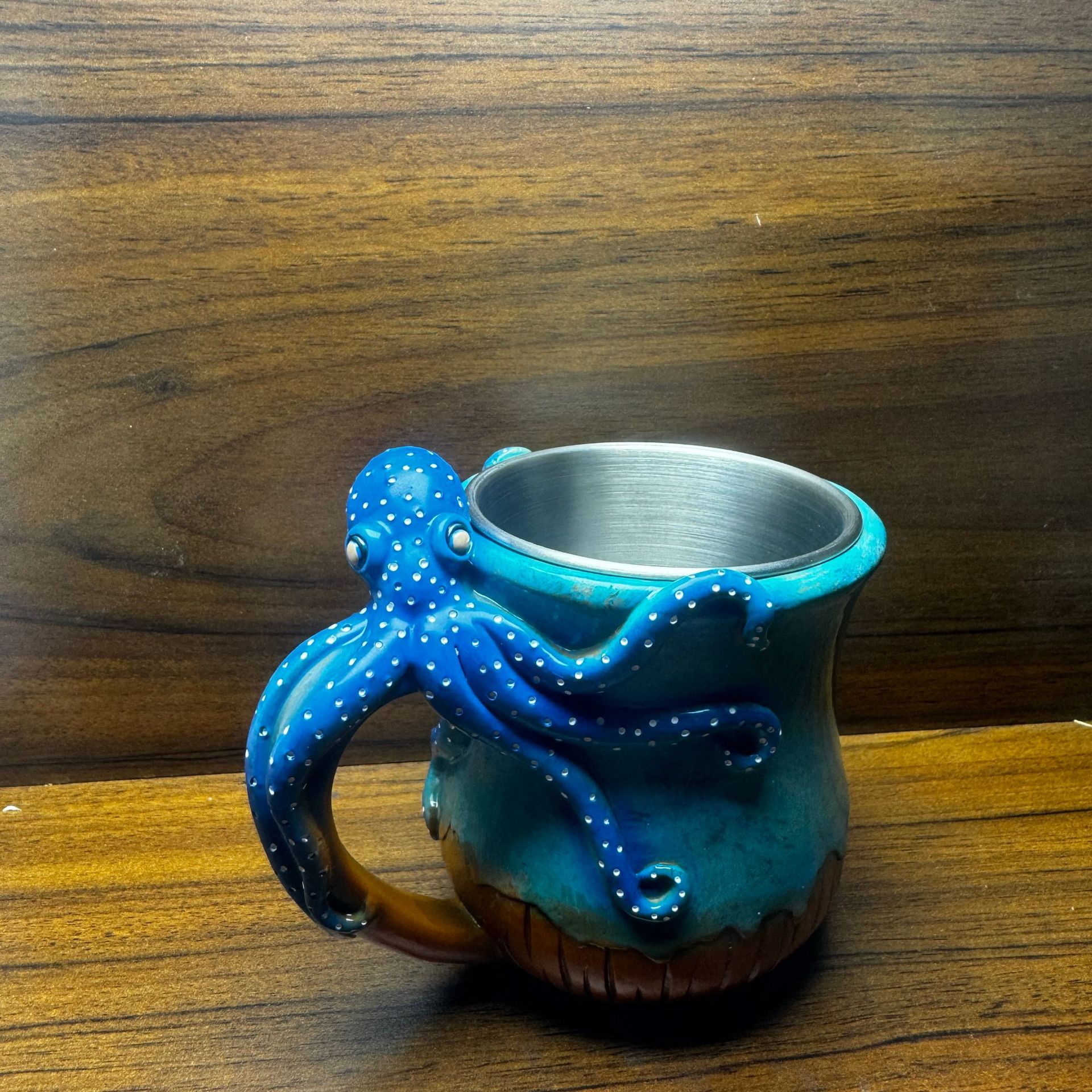  Popular Creative Octopus-Shaped Coffee Hot and Cold Cup Mug Stainless Steel Liner Resin Crafts Ornaments