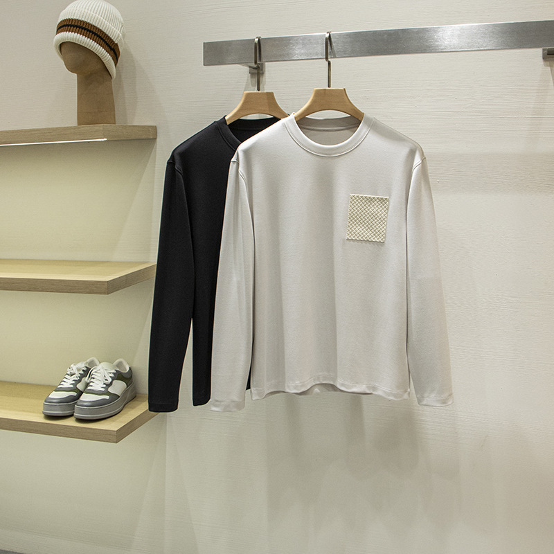 [Bv Version] Smooth and Skin-Friendly! Weaving Family Men's Autumn and Winter Warm Long-Sleeved T-Shirt Bottoming Shirt Slim Fit