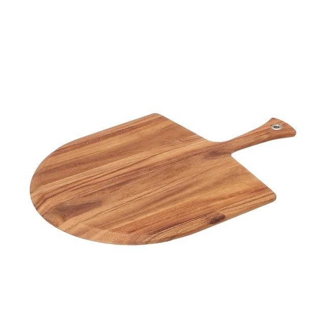 Suministro directo de fábrica pala de pizza de madera de acacia herramienta para hornear de madera maciza tablero de pizza tablero de madera para hornear de 12 pulgadas con mango image 7
