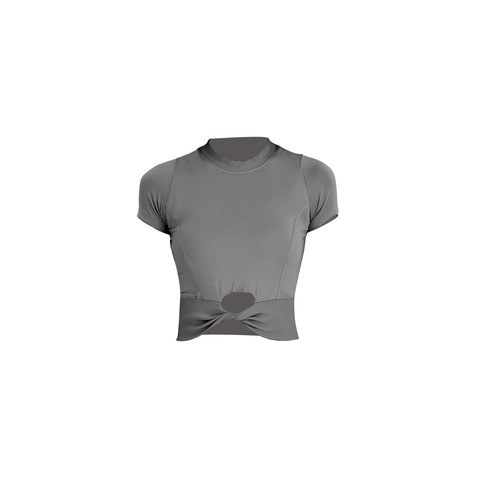 Lulu Casual Ribbed Crew Neck Yoga Top for Women Crop*ed Revealing Breathable Modal Crossbody High-Waisted Short Sleeve T-shirt