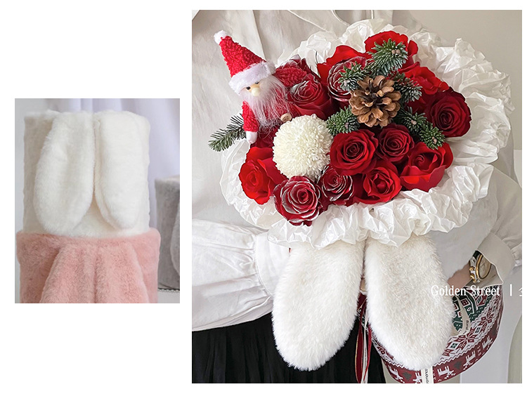 Cute, Romantic Style Cute Romantic Bunny Ears Flannel Date Festival Gift Wrapping Supplies Party Supplies Gift Wrapping Supplies 1 Piece