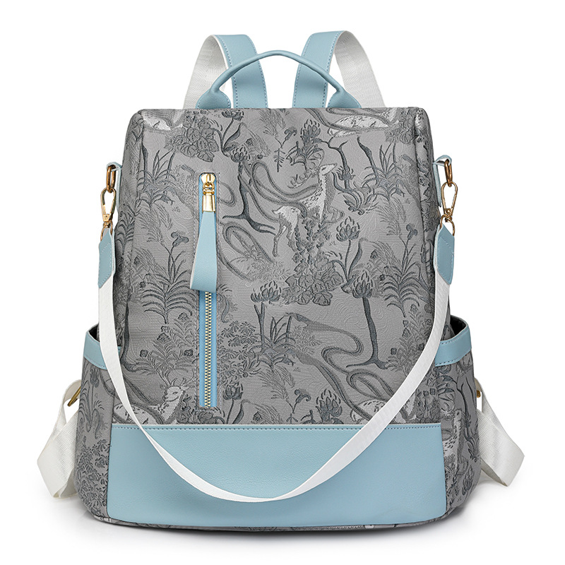 2024 nueva mochila antirrobo casual de todo fósforo para mujer, bordado de moda, mochila multifuncional de viaje al por mayor