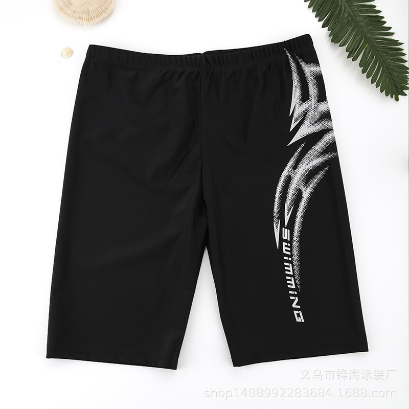 New men's swimming trunks long leg elastic quick-drying anti-embarrassment lining flame cross-border swimming beach 7 pants