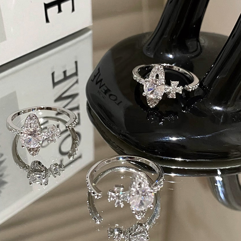 Fashion Geometric Copper Inlay Zircon Open Ring 1 Piece